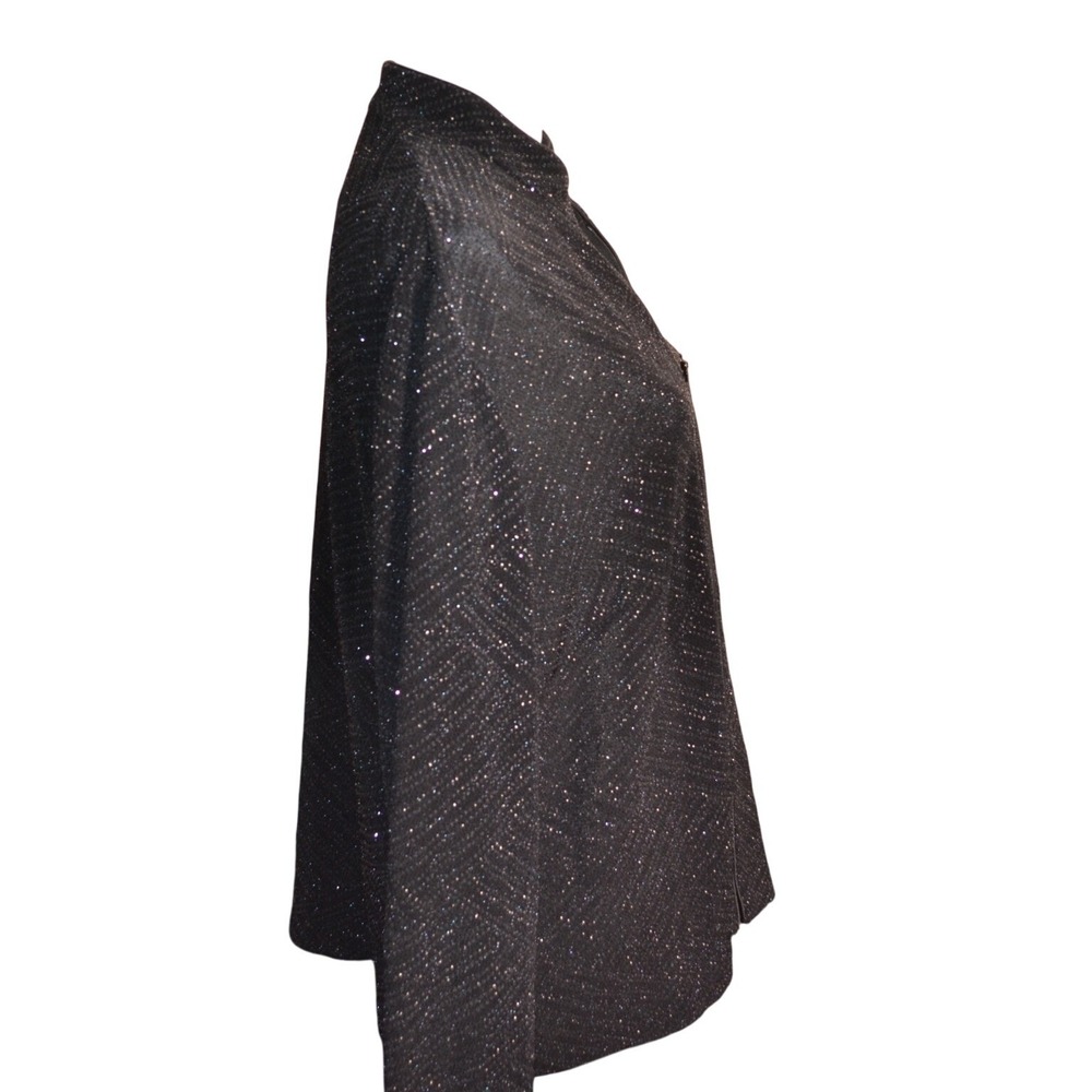ALEX EVENINGS Womens Black Sequin Sparkle Zipper Jacket Cardigan‎ Top 1X - Picture 2 of 6